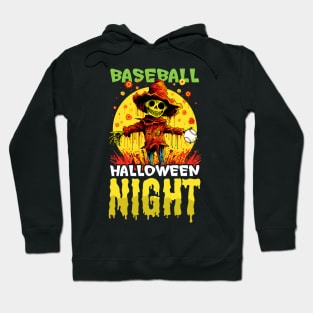 Baseball Halloween Shirt | Baseball Night Scarecrow Hoodie